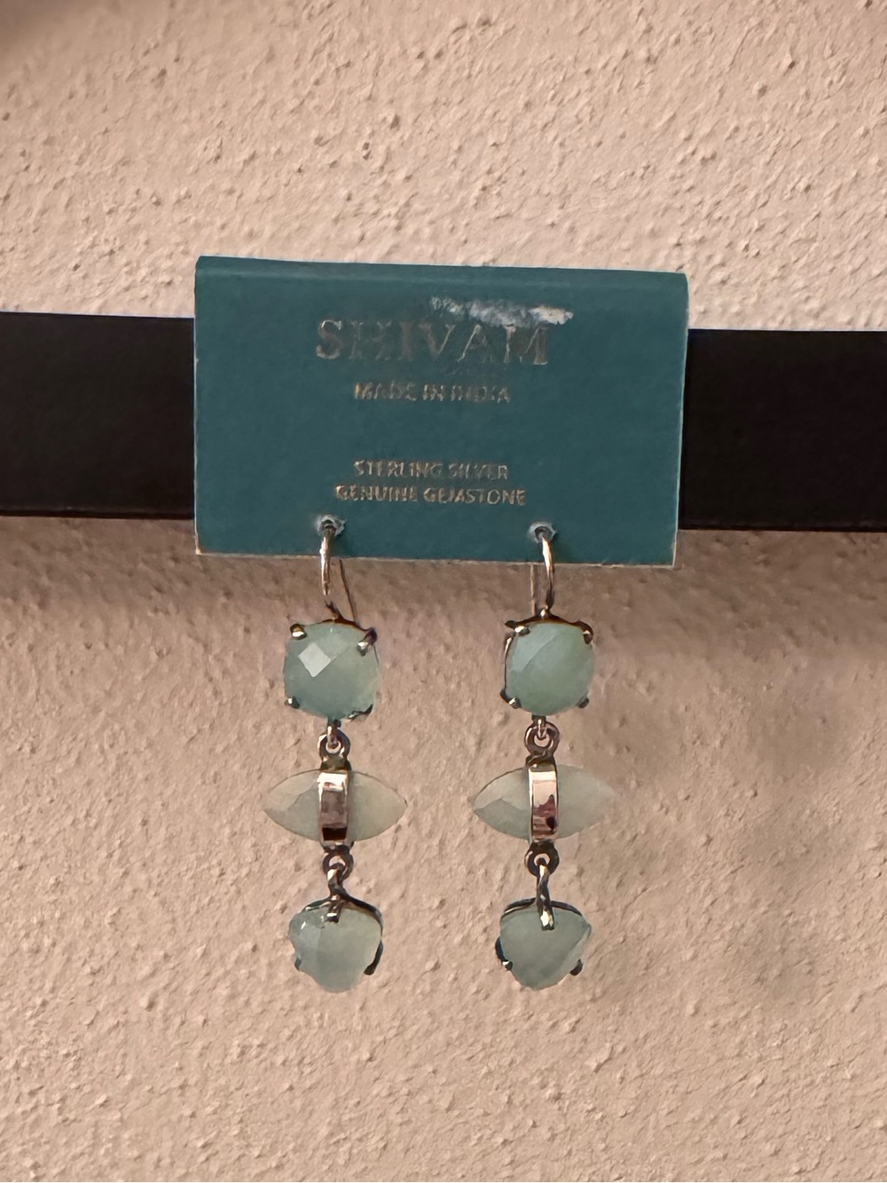 Shivam Sterling Silver and faceted Chalcedony Triple-Stone Drop Earrings